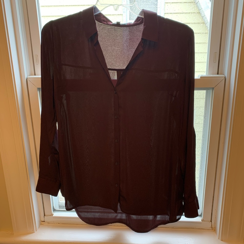 Purple maroon button down Blouse